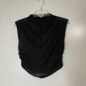 REFORMATION Lindy sheer mesh high neck sleeveless cinched black top size Small